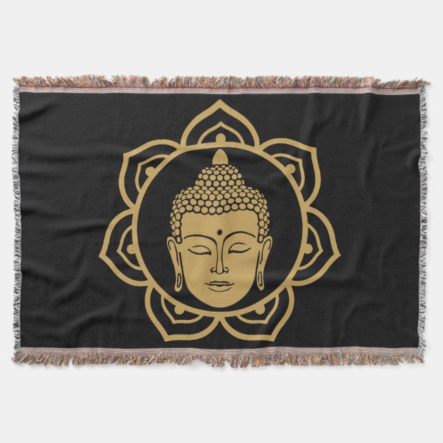 Buddha Head Meditation Throw Blanket (Front)