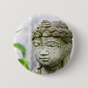 Buddha head statue 6 cm round badge