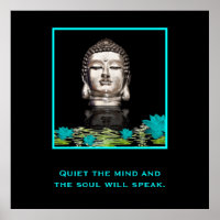 Buddha Head with Inspirational Quote on Quiet