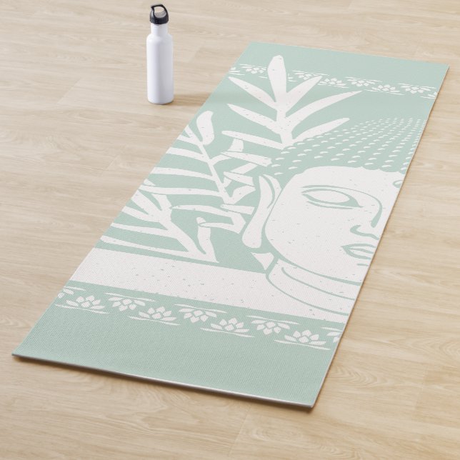 Buddha Head with Palm - Mint + Snow Yoga Mat (In Situ)