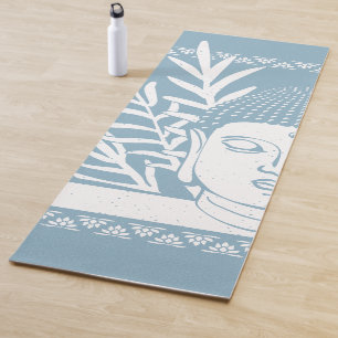 Buddha Head with Palm - Sky + Snow Yoga Mat