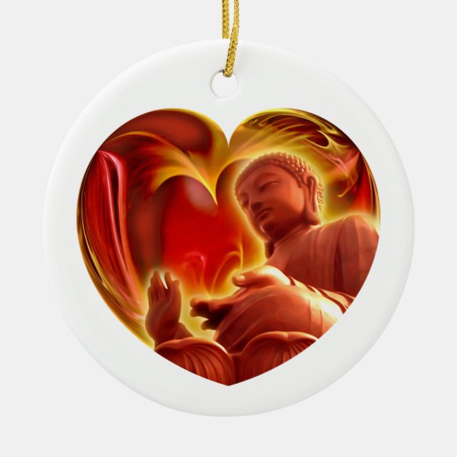 BUDDHA Heart Ceramic Tree Decoration (Front)