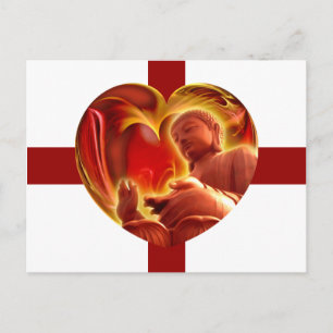BUDDHA Heart dark red stripes Postcard
