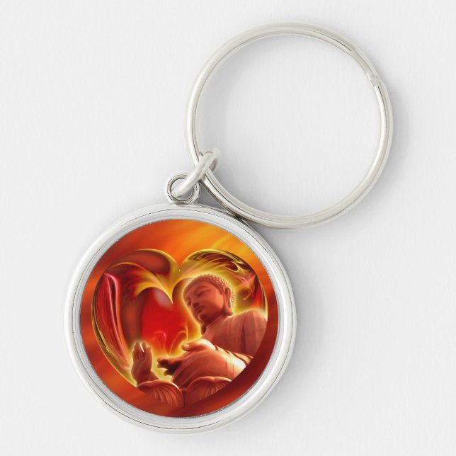 BUDDHA Heart | fire red Key Ring (Front)