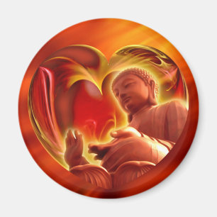 BUDDHA Heart fire red Magnet