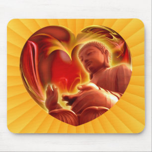 BUDDHA Heart   yellow radial Mouse Pad