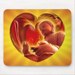 BUDDHA Heart   yellow shine Mouse Pad
