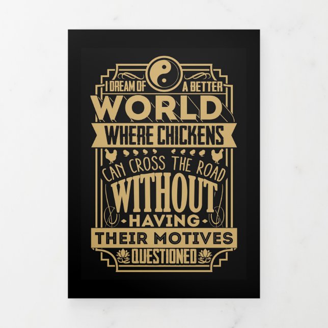 Buddha I Dream Of A Better World Tri-Fold Holiday Card (Cover)