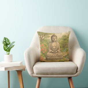 Buddha in a Garden Cushion