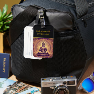 Buddha in a peaceful lotus garden luggage tag