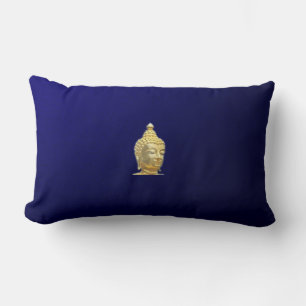 buddha in blue gold  stripes lumbar cushion