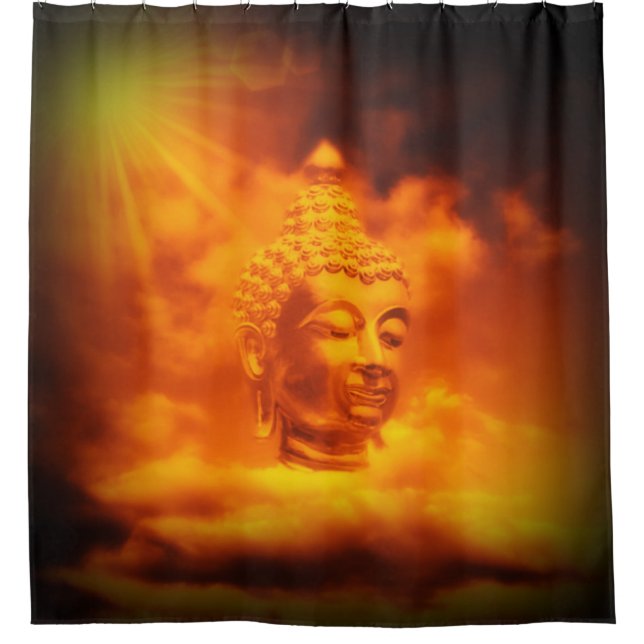 buddha in clouds in digital colour shower curtain (Front)