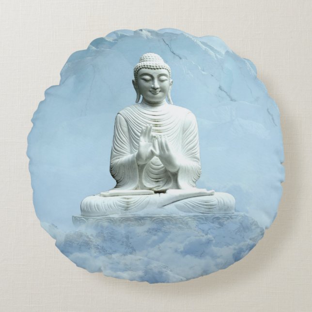 Buddha in Clouds Round Cushion (Front)