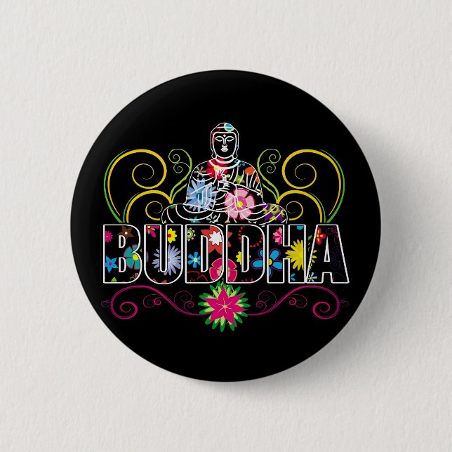 Buddha in Flowers 6 Cm Round Badge (Front)