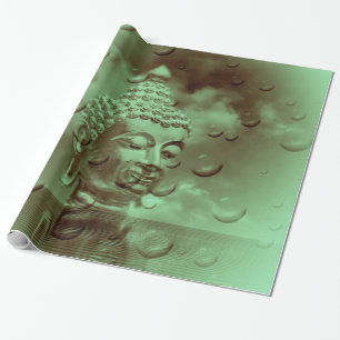 buddha in green wrapping paper