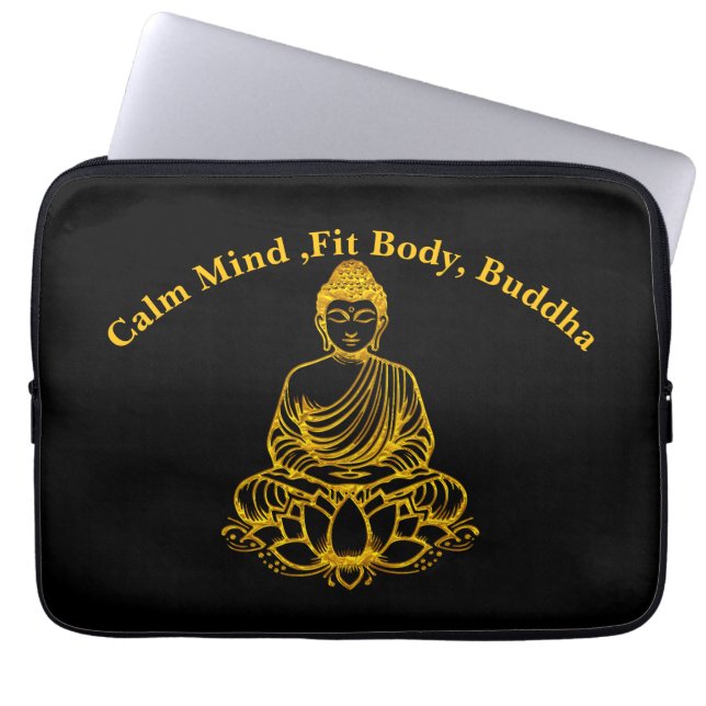 Buddha in Lotus Pose Laptop Sleeve (Front)