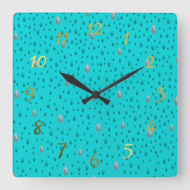 buddha in mint square wall clock (Front)