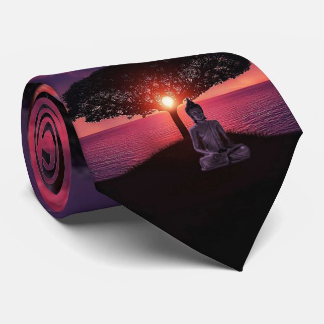 Buddha in the Red Evening Sky Tie (Rolled)