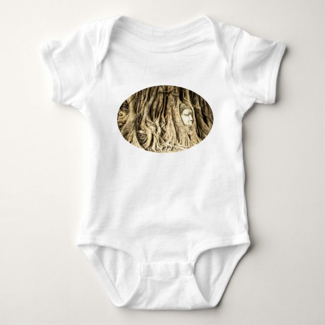 Buddha in the Tree Roots Baby Bodysuit (Front)