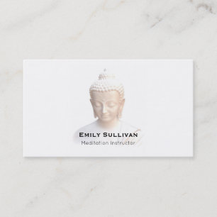 Buddha In White   Serene Meditative And Calm Business Card