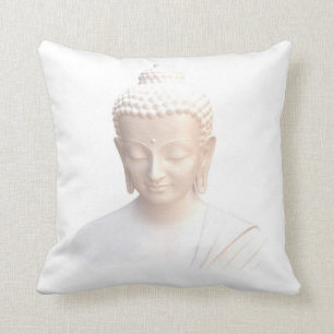 Buddha In White   Serene Meditative And Calm Cushion