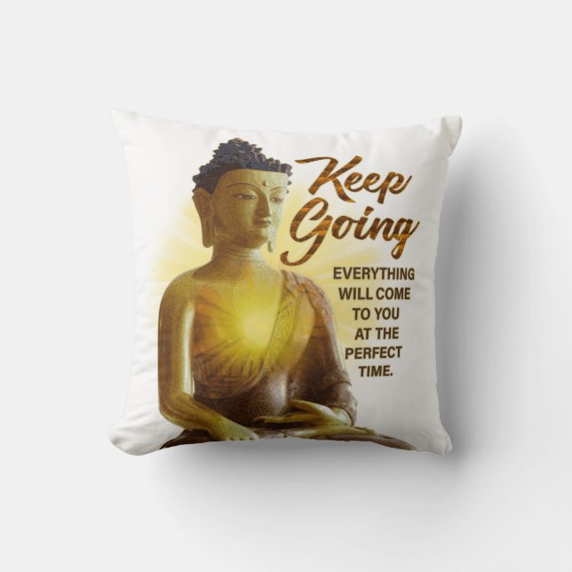 Buddha Inspirational Spritual Motivation White Cushion (Front)