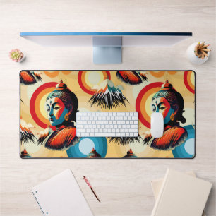 Buddha Lord Retro Pop Art Portrait Desk Mat
