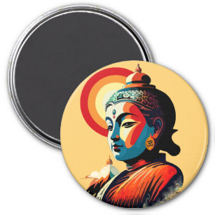 Buddha Lord Retro Pop Art Portrait Magnet