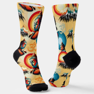 Buddha Lord Retro Pop Art Portrait Socks