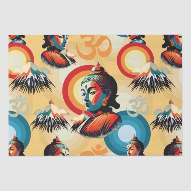 Buddha Lord Retro Pop Art Portrait Tissue Paper (Front)