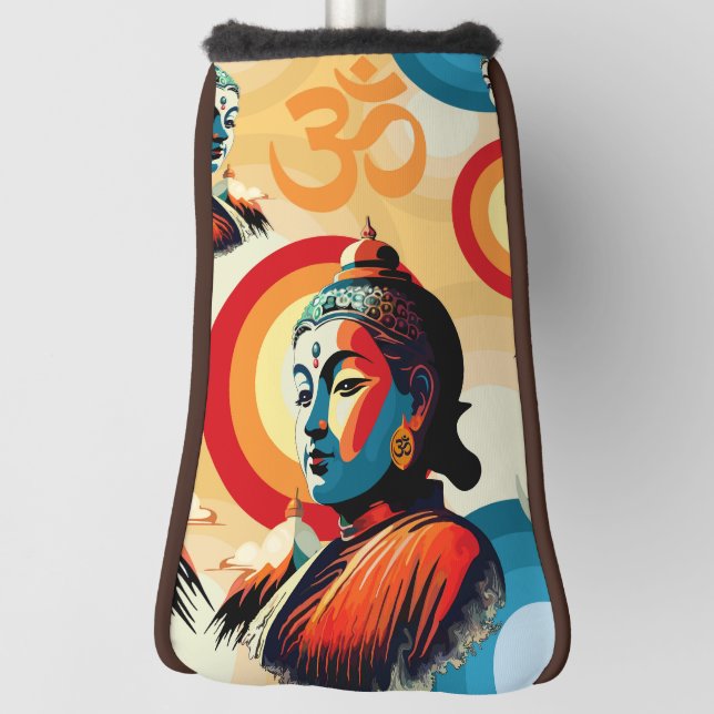 Buddha Lord Retro Pop Art Seamless Pattern Golf Head Cover (Rotate 90)
