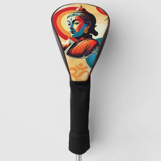 Buddha Lord Retro Pop Art Seamless Pattern Golf Head Cover (Front)