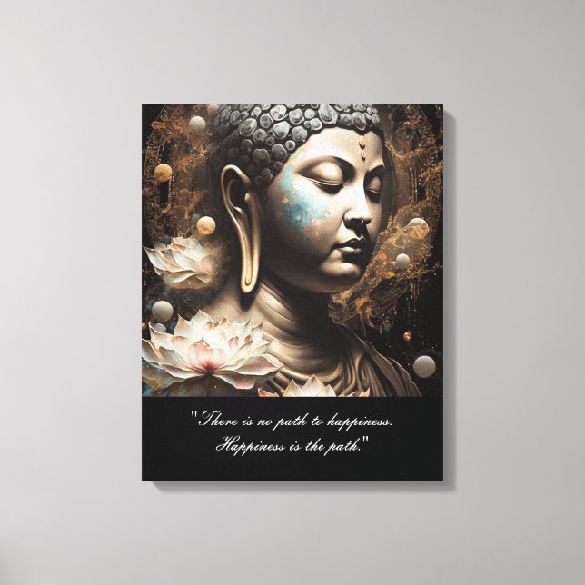 Buddha Lotus Flower Happiness Quote  Canvas Print (Front)