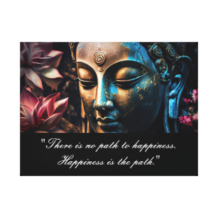 Buddha Lotus Flower Quote Stretched Canvas Print