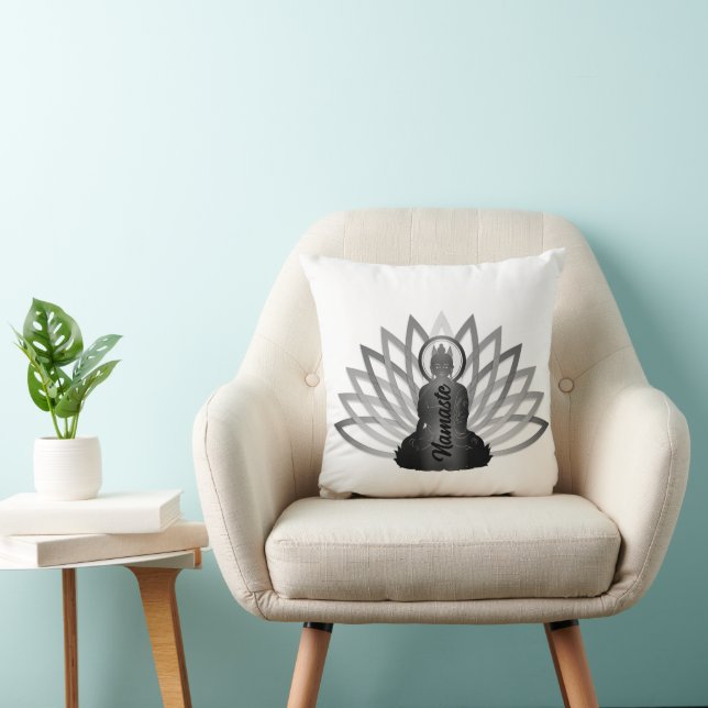  Buddha Lotus Namaste Throw Pillow (Chair)