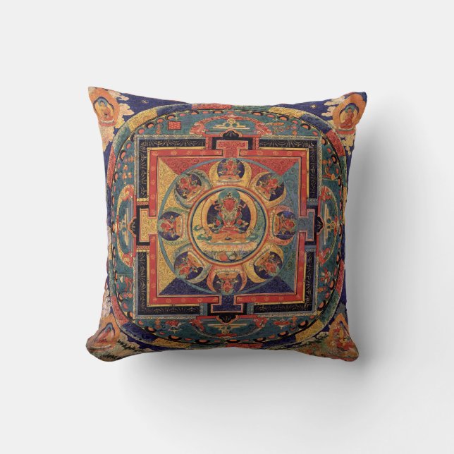 Buddha Mandala Antique Tibetan Thanka Cushion (Front)