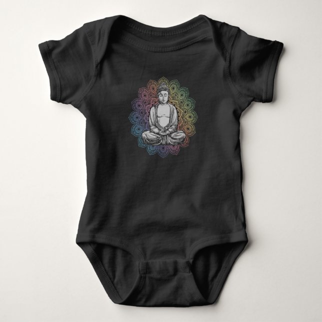 Buddha Mandala Yoga Spiritual Buddhism Baby Bodysuit (Front)