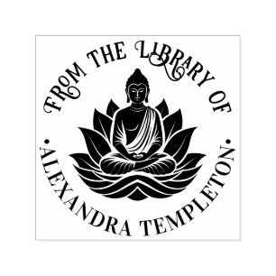 Buddha Meditating Lotus Pose Library Book Name #1P Self-inking Stamp