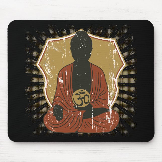 Buddha Meditating Om Symbol Mouse Pad (Front)