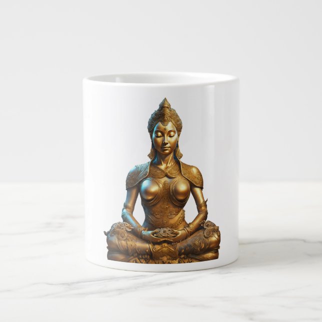 Buddha Meditation Gift Zen Gold Religion Large Coffee Mug (Front)