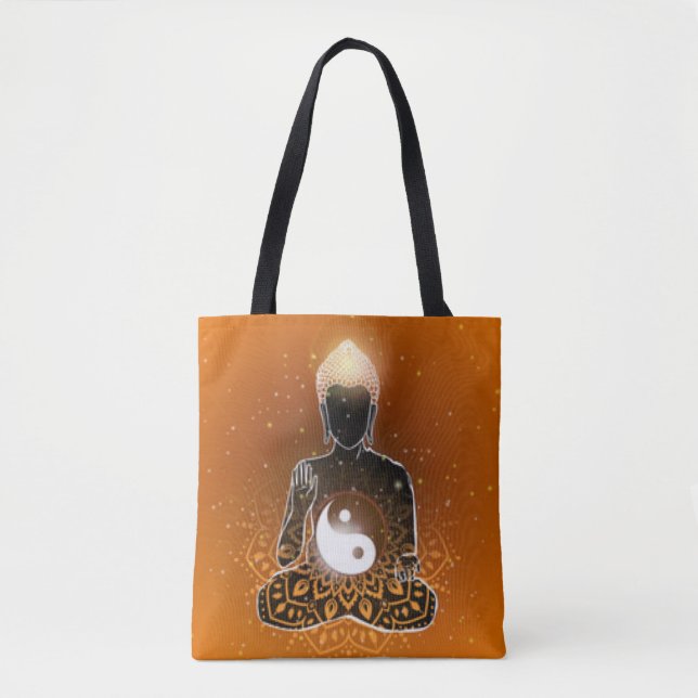 Buddha Meditation Ying Yang Design Tote Bag (Front)