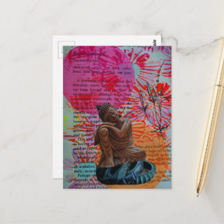 Buddha Mixed Media Collage Postcard