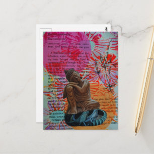 Buddha Mixed Media Peace Collage Postcard