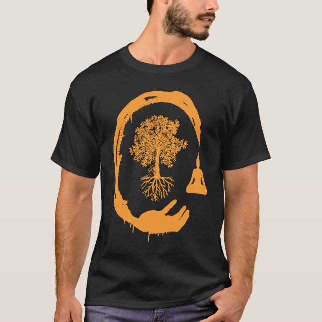 Buddha Monk Namaste Praying Pray Smile Happy Laugh T-Shirt (Front)