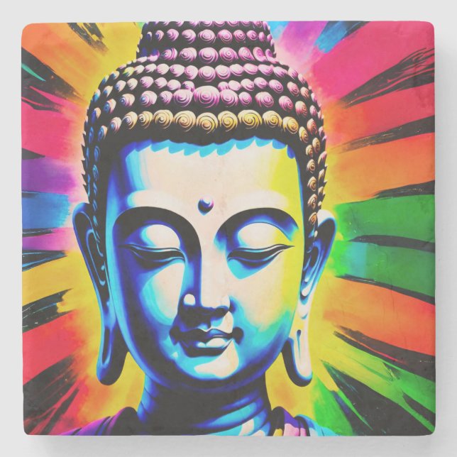 Buddha Neon Decor  Stone Coaster (Front)