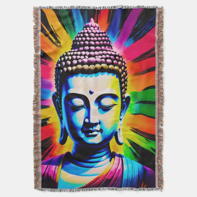 Buddha Neon Decor  Throw Blanket (Front Vertical)