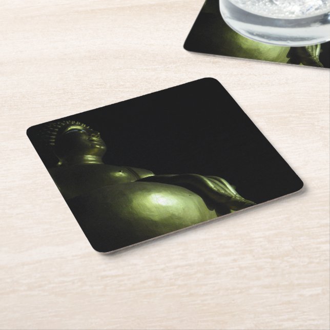 Buddha Night Square Paper Coaster (Angled)