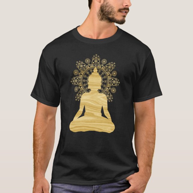 Buddha on Bohemian Mandala | Spiritual Om New Age T-Shirt (Front)