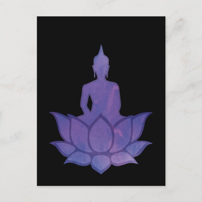 Buddha on Lotus Purple Postcard (Front)