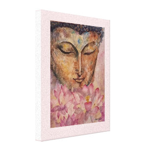 Buddha Pink Lotus Watercolor Canvas Print